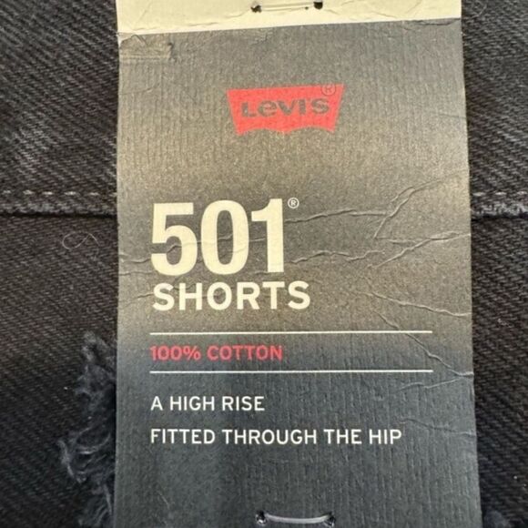 NWT LEVI'S 501 Distressed 5 Pocket High Rise Black Shorts Size 28 - Picture 5 of 10